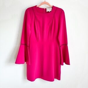 Charles Henry Fuchsia Pink Bell Sleeve Cocktail Mini Dress sz Small